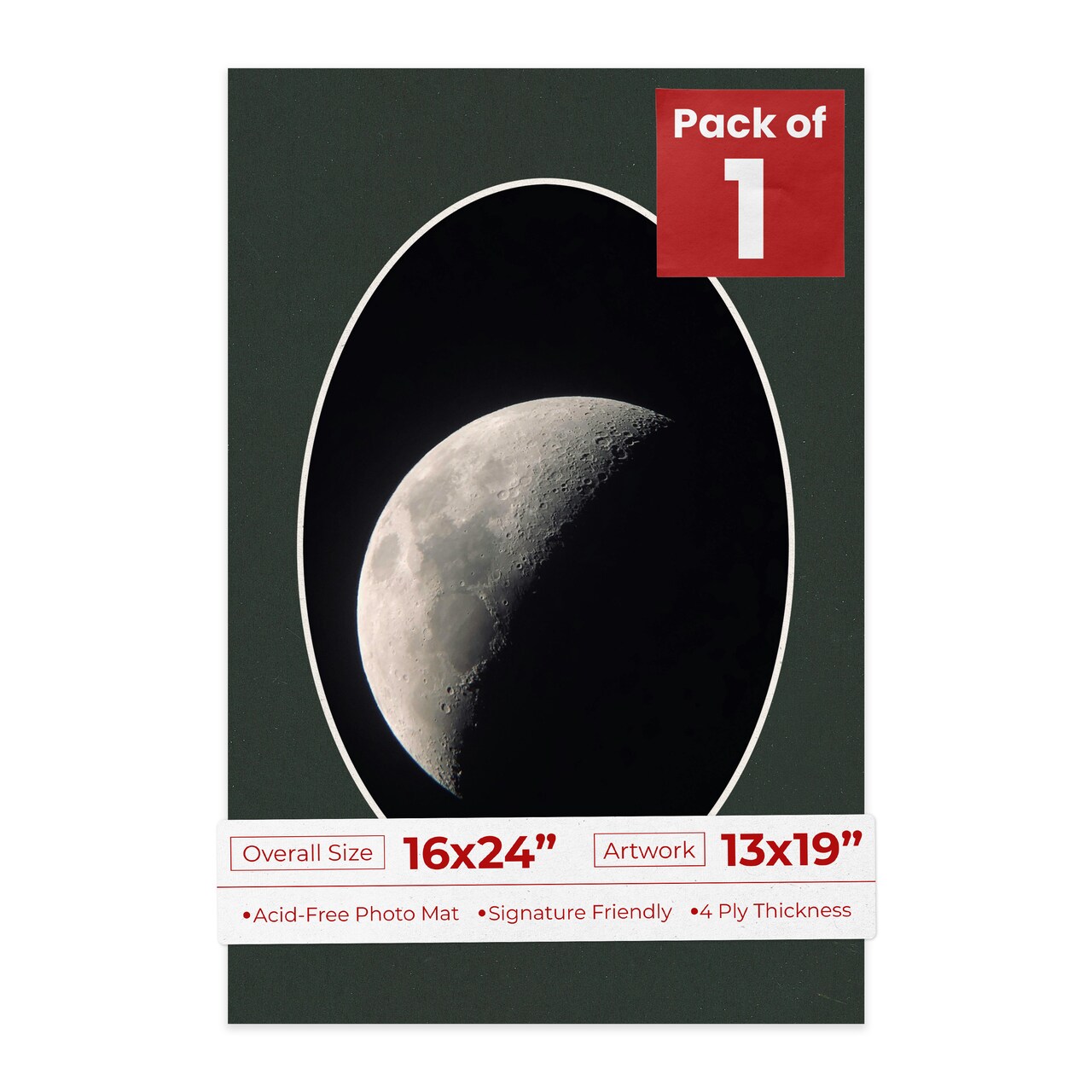 Textured Black Mat Board for 16x24 Frames - Oval Opening for 13x19 Photos